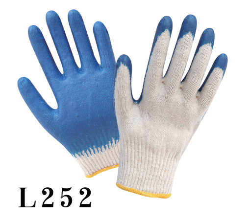 L252 十针单股原白涤棉纱线乳胶光面手套